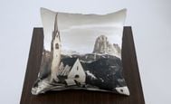 Pillow  Dolomiti sepia- "S. Jakob - church"