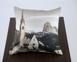 Pillow  Dolomiti sepia- "S. Jakob - church"