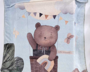 copertina "Lumpy" mongolfiera - blu culla