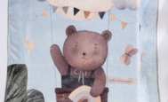 Kids blanket "Lumpy" hot air balloon - blue cradle
